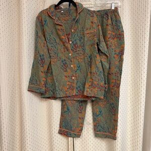 Botanical Bliss Pajama Set - Teal and Orange